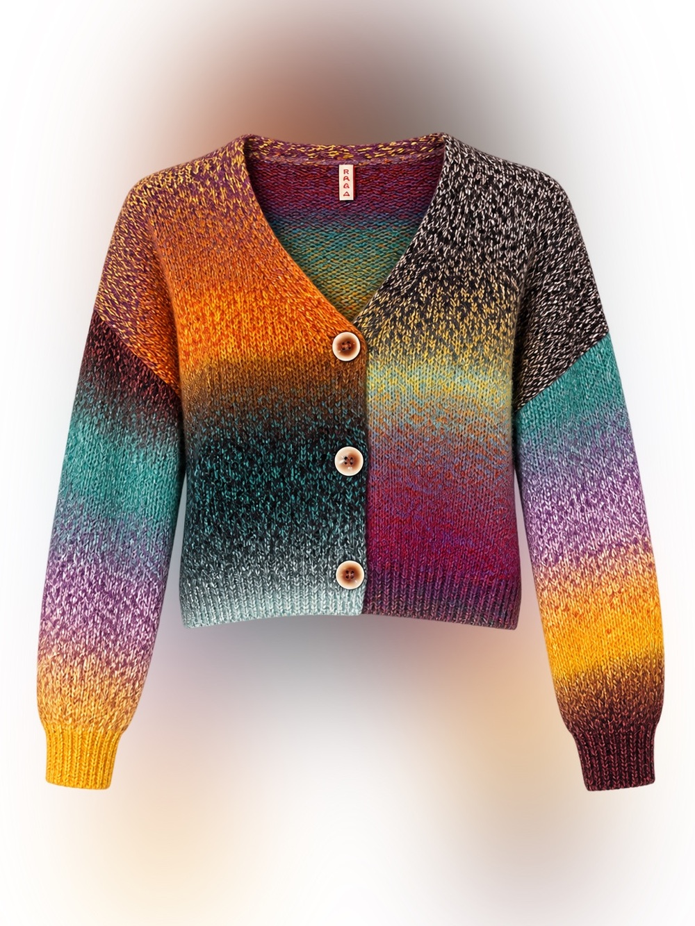 RAGA Mason Multicolor Ombré Wool Blend Cardigan Sweater S NWT